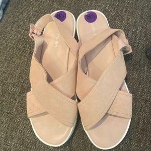 NWT Mark Fisher, MF glitz sandals, 8 1/2 M leather upper